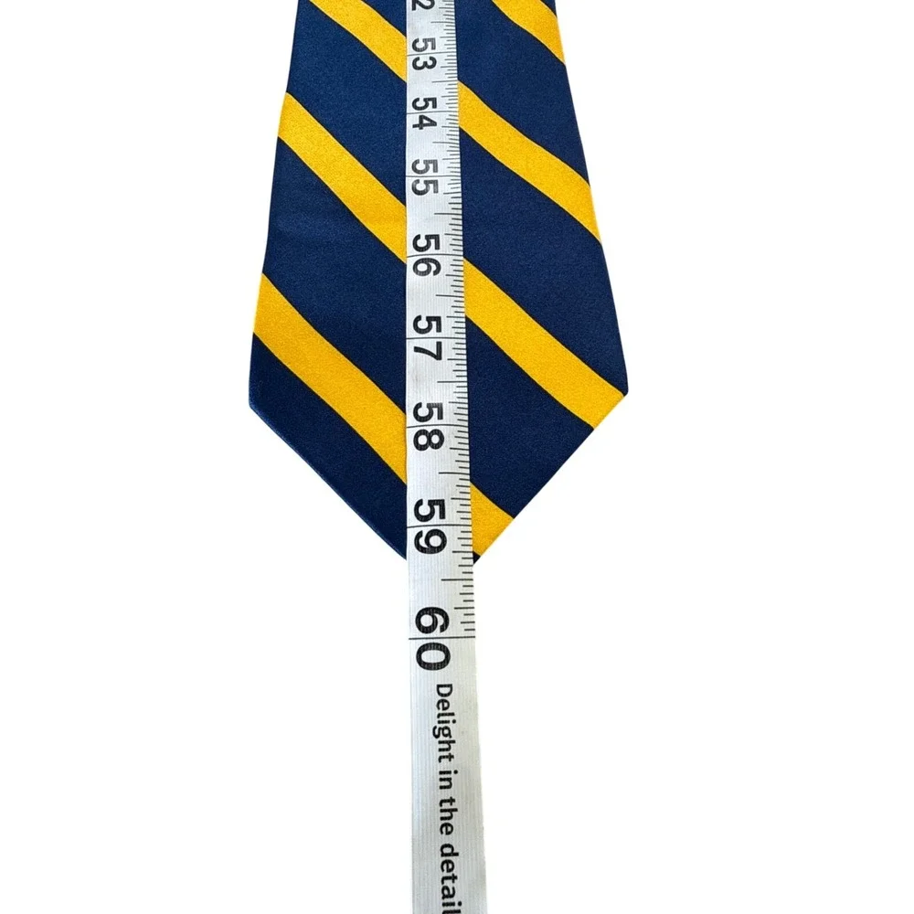 Eagle Neckwear‎ Mens Silk Tie Navy Blue Yellow Striped Repp Silk Necktie 59 Inch